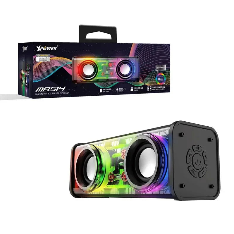 XPower MBS14 RGB Bluetooth Speaker 1800mAh Battery - Black - Tashqila XPower MBS14 RGB Bluetooth Speaker 1800mAh Battery - Black - Tashqila